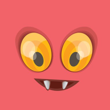 vektör pembe elle çizilmiş komik canavar yüz.