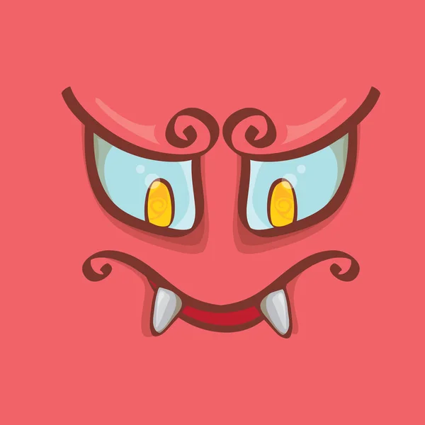 Vector pink hand drawn funny monster face. — Stock Vector