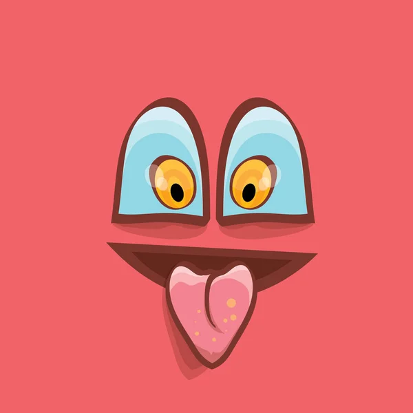 Vettore rosa mano disegnato divertente mostro faccia . — Vettoriale Stock