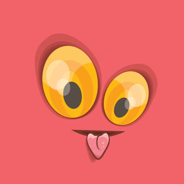 Vector pink hand drawn funny monster face. — Stock Vector