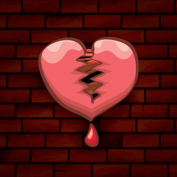 Vector cartoon tattoo stijl rode gebroken hart — Stockvector