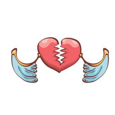 vektör karikatür tarzı kırmızı kırık kalp