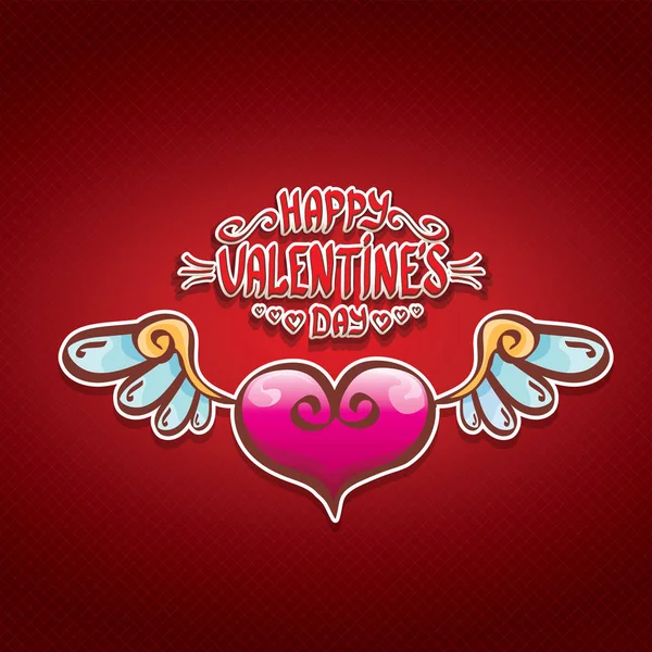 Vecteur valentines jour dessin animé style coeur étiquette — Image vectorielle