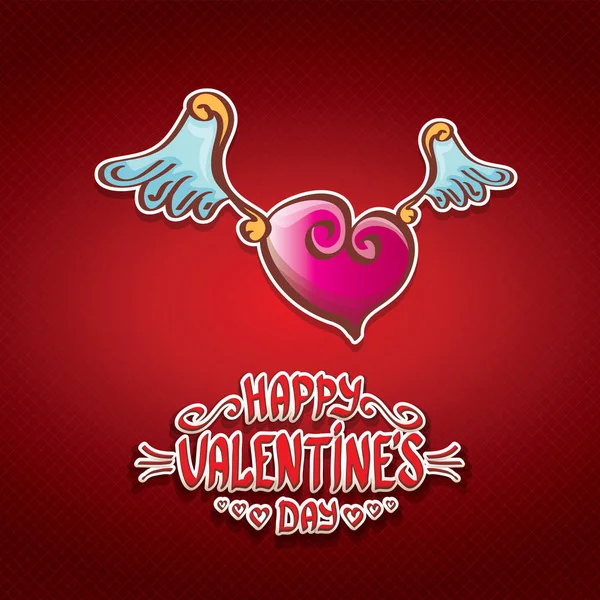 Vettore valentines giorno cartone animato stile cuore etichetta — Vettoriale Stock