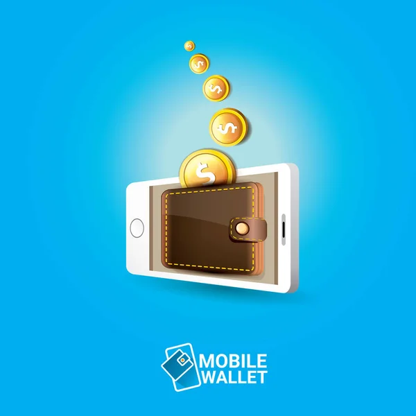 Vektör dijital mobil cüzdan vektör kavramı simge. — Stok Vektör