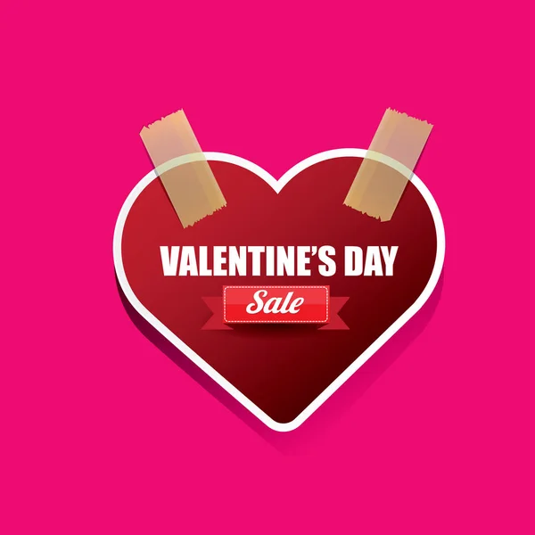 Valentines étiquette de vente coeur isolé sur rose — Image vectorielle