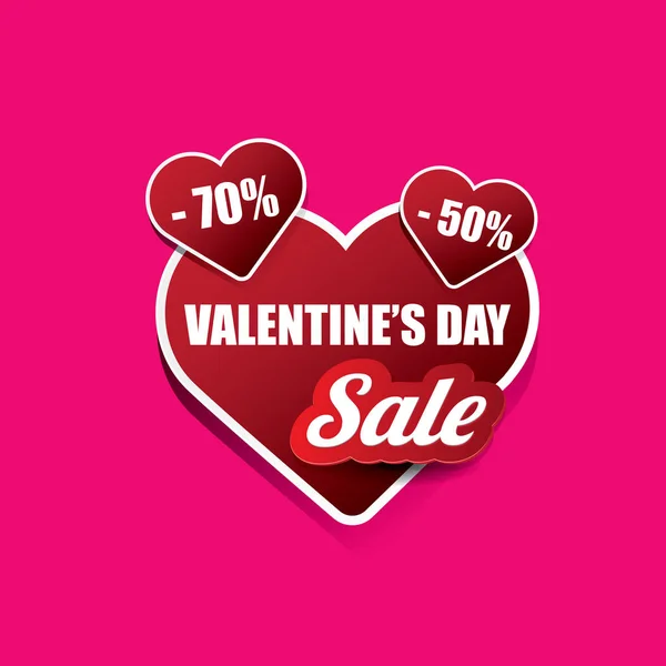 День Святого Валентина мітка продажу серця ізольована на рожевому — стоковий вектор