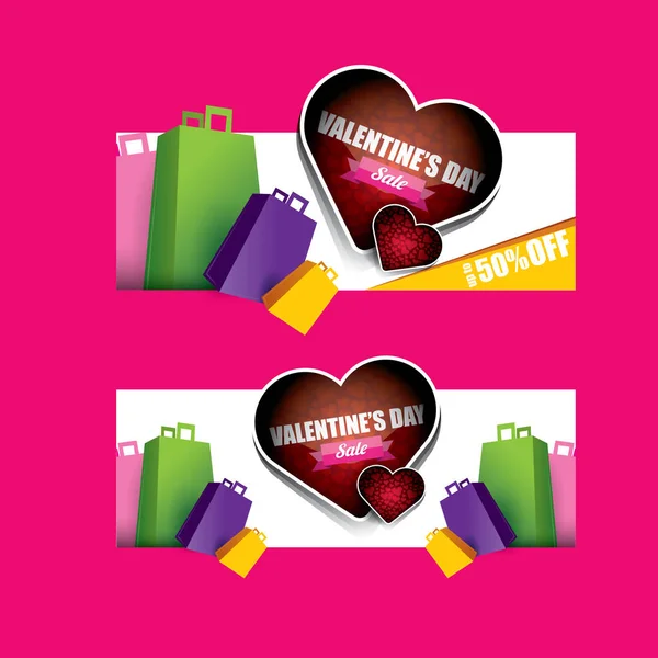 Dia dos Namorados coração venda tag isolado em rosa — Vetor de Stock