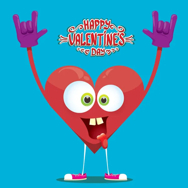Vector Valentijnsdag kaart met cartoon hart — Stockvector