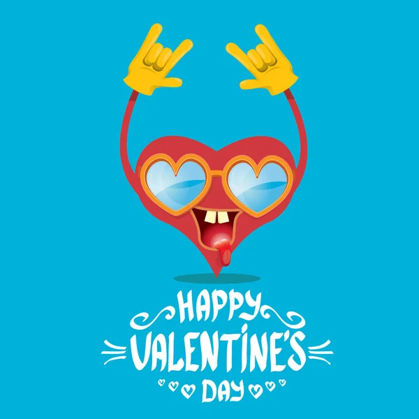 Vetor valentines cartão de dia com coração de desenho animado —  Vetores de Stock