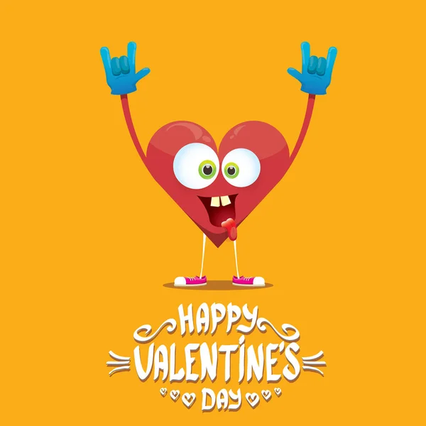 Carte de jour de valentines vectorielles avec coeur de dessin animé — Image vectorielle