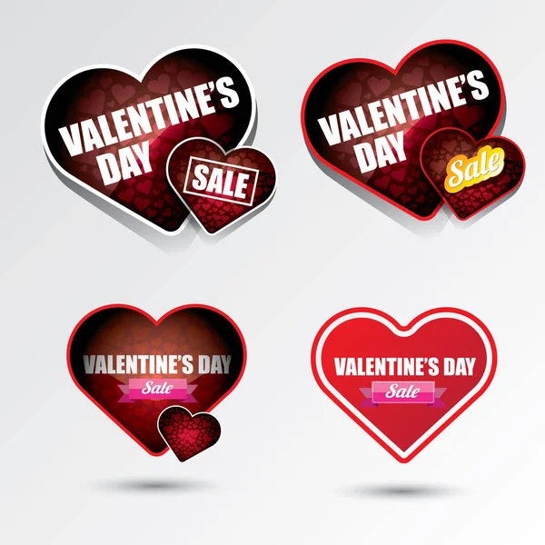 Valentinstag Herz Verkauf Etikett Icon Set — Stockvektor
