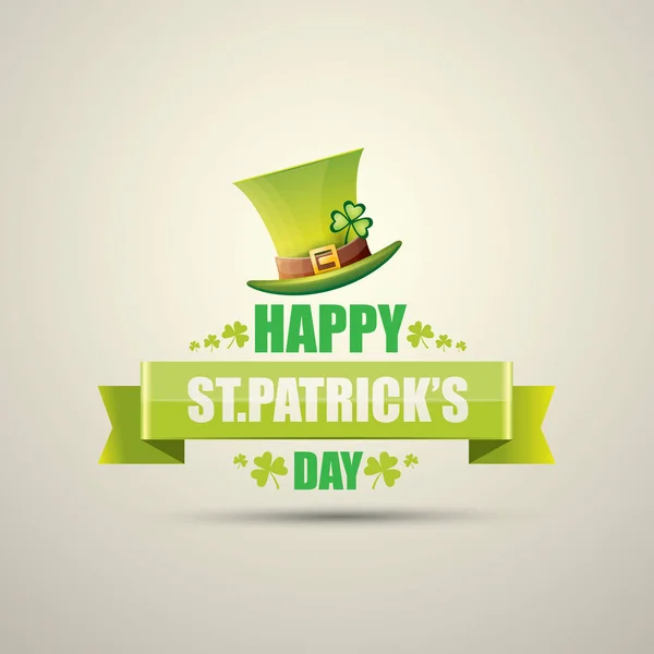 Vecteur saint patricks étiquette de jour avec chapeau vert — Image vectorielle