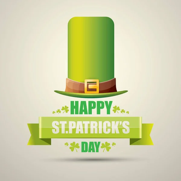 Vetor santo patricks rótulo do dia com chapéu verde — Vetor de Stock