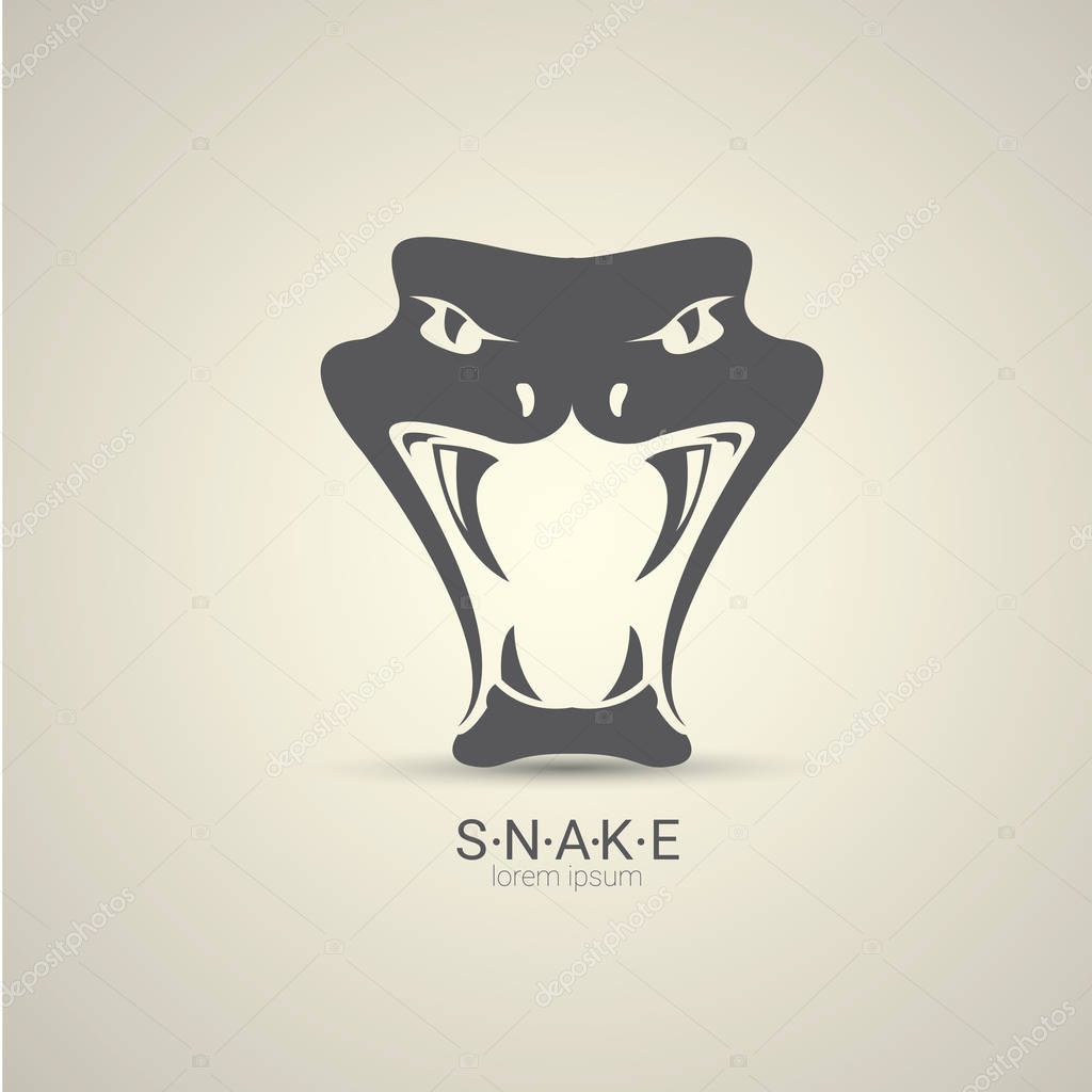 Vector angry dangerous snake logo design template. danger snake icon. viper black silhouette isolated on grey