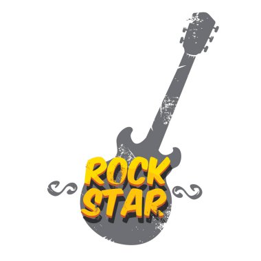 vektör hipster karikatür retro etiket rock yıldızı.