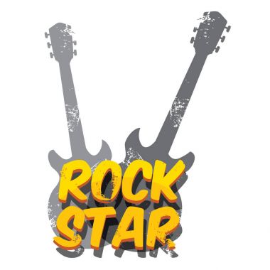 vektör hipster karikatür retro etiket rock yıldızı.