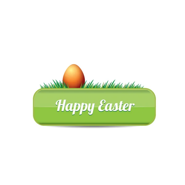 Bouton brillant vert vecteur de Pâques avec oeuf de Pâques — Image vectorielle