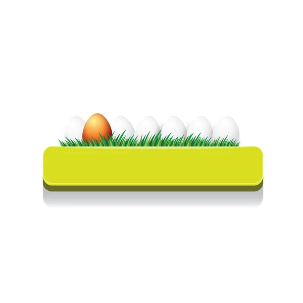 Pasqua vettore verde pulsante lucido con uovo di Pasqua — Vettoriale Stock