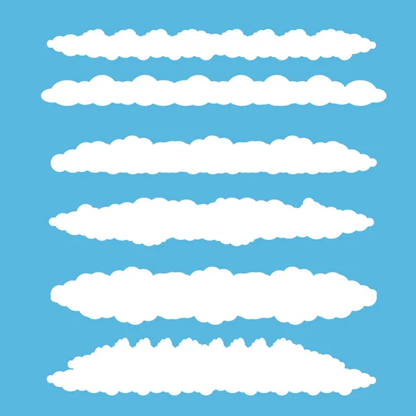 Vector blanco verano nubes conjunto aislado en azul — Archivo Imágenes Vectoriales