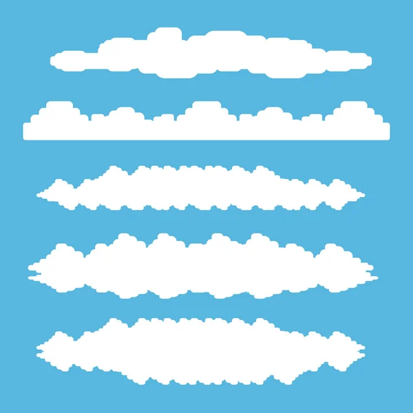 Vector witte zomer wolken ingesteld op geïsoleerde blauw — Stockvector