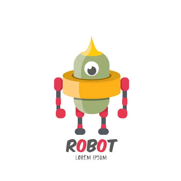 Икона векторного мультфильма милый плоский робот — стоковый вектор