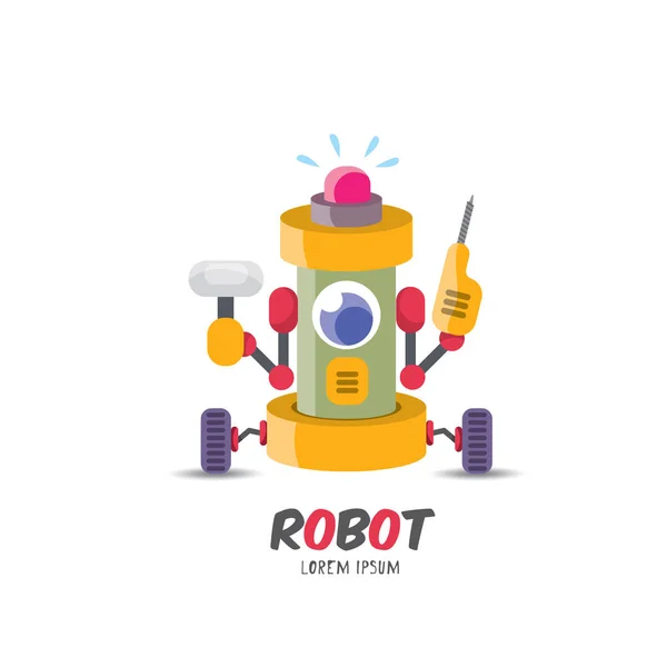 Vector de dibujos animados lindo icono de robot plano — Vector de stock