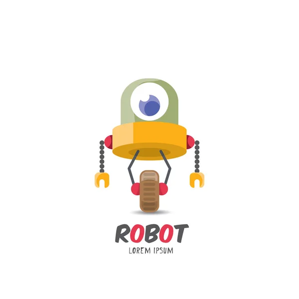 Икона векторного мультфильма милый плоский робот — стоковый вектор