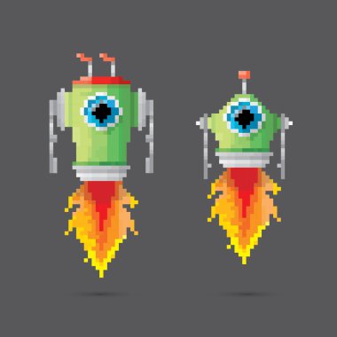 vektör piksel tarzı robot set