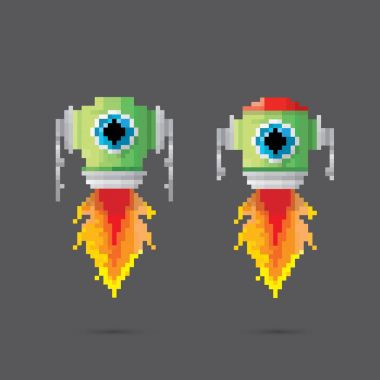 vektör piksel tarzı robot set