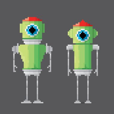 vektör piksel tarzı robot set