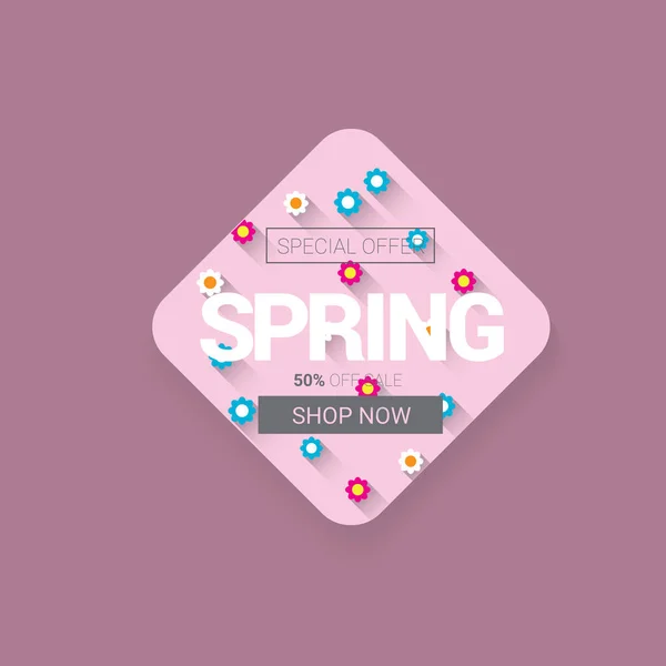 Étiquette de vente de printemps avec de belles fleurs — Image vectorielle