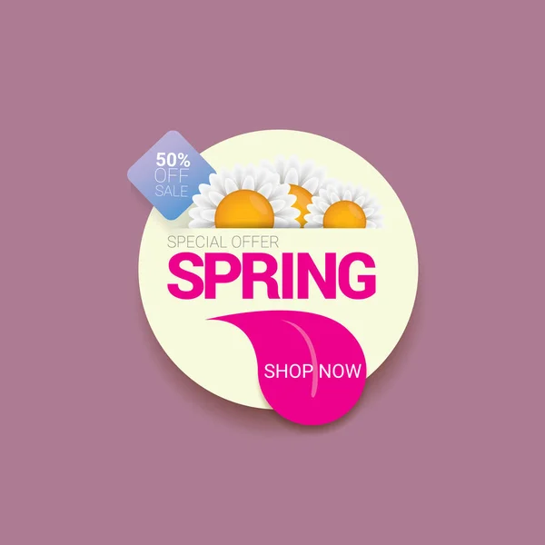 Étiquette de vente de printemps avec de belles fleurs — Image vectorielle