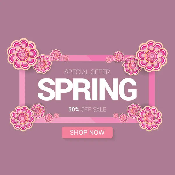 Spring sale label with beautiful flowers — Stock Vector