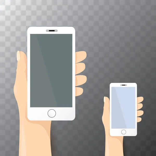 Vektor Hand hält weißes Smartphone — Stockvektor