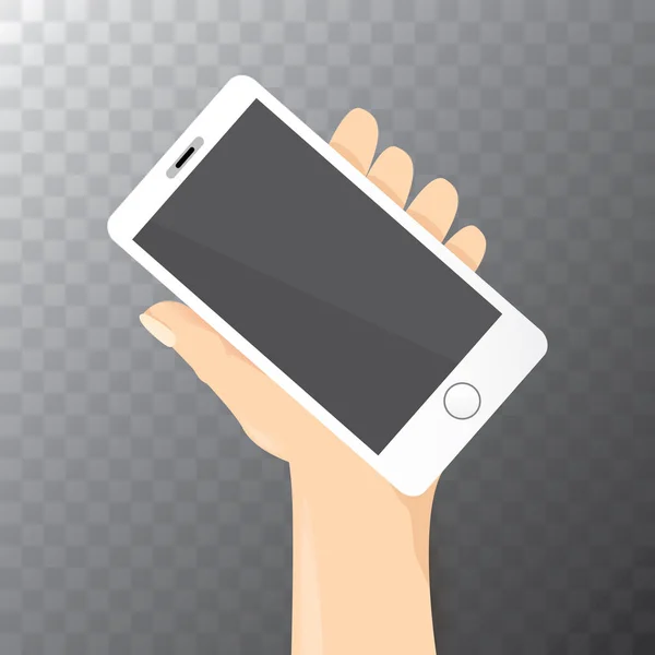 Vektor Hand hält weißes Smartphone — Stockvektor
