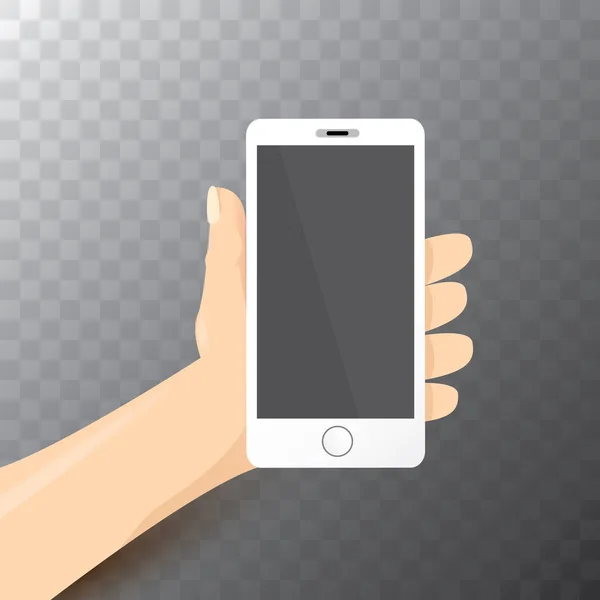 Wektor ręki trzymającej biały inteligentny telefon — Wektor stockowy