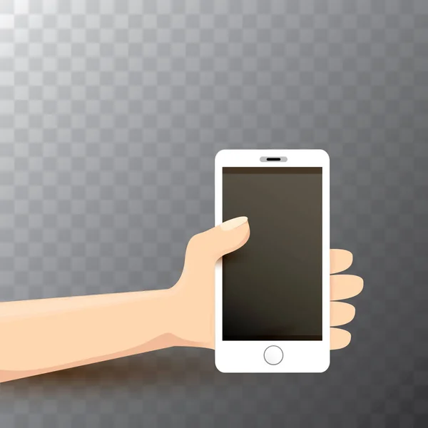 Vector Hand met witte slimme telefoon — Stockvector