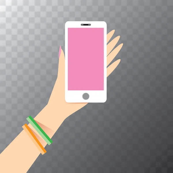 Vektorové ruka drží bílé chytrý telefon — Stockový vektor