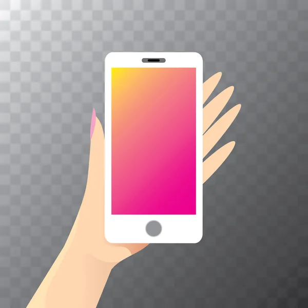 Vector Hand met witte slimme telefoon — Stockvector