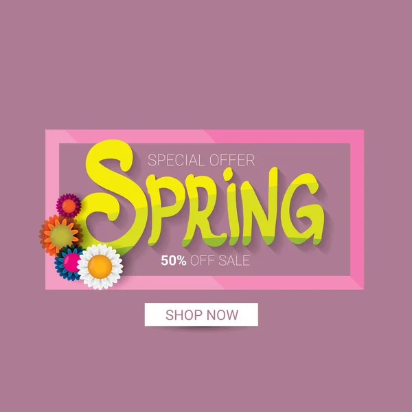 Spring sale label with beautiful flowers — Stock Vector