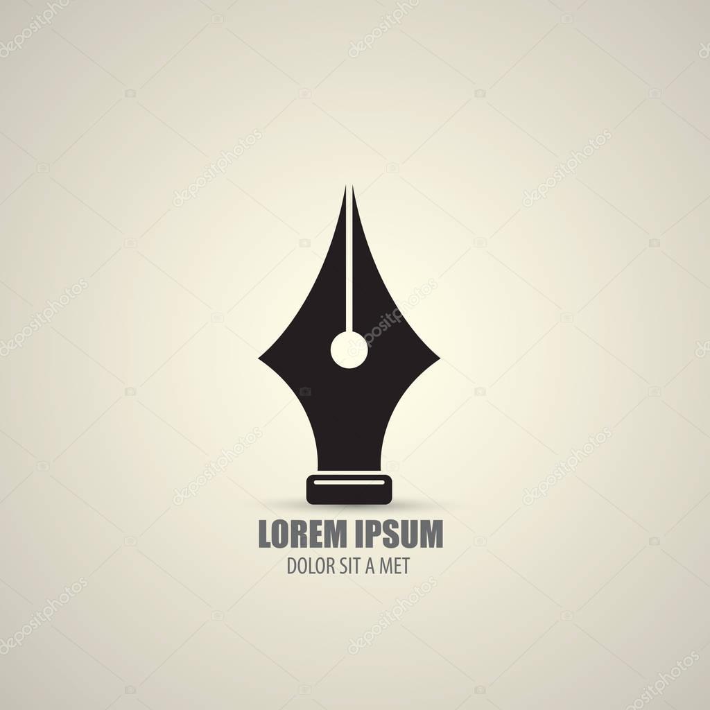 Vector flat Fountain pen icon isolated. blogger or writer flat design style logo template with nib