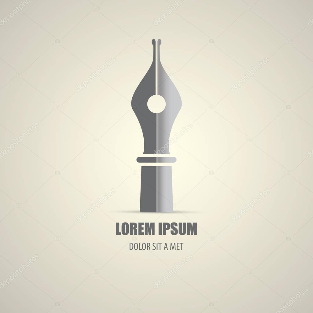 Vector flat Fountain pen icon isolated. blogger or writer flat design style logo template with nib