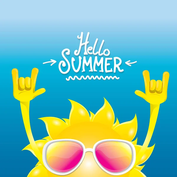 Γειά σου καλοκαίρι rock n ' roll αφίσα. καλοκαιρινό πάρτυ — Διανυσματικό Αρχείο