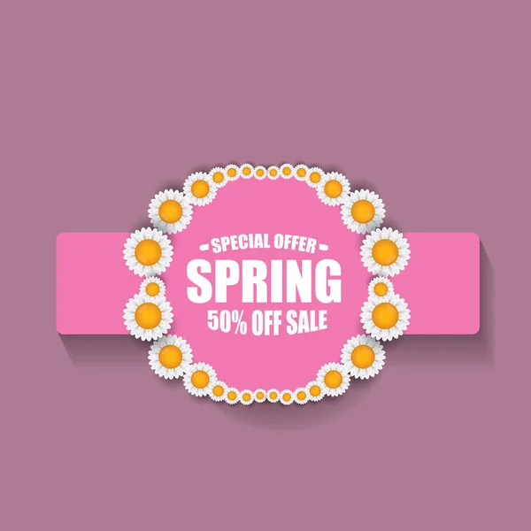 Spring sale label with beautiful flowers — Stock Vector