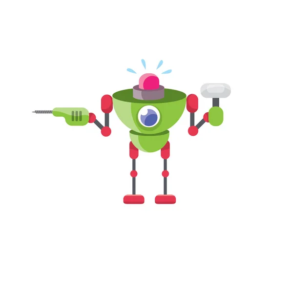 Vector de dibujos animados lindo icono de robot plano — Vector de stock
