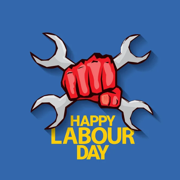 Happy labour day vector label — Stock Vector