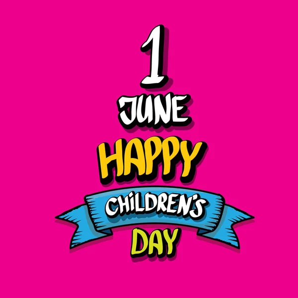 1 Junio Día Internacional de los Niños Antecedentes . — Vector de stock