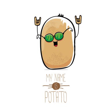 vektör komik karikatür şirin kahverengi patates