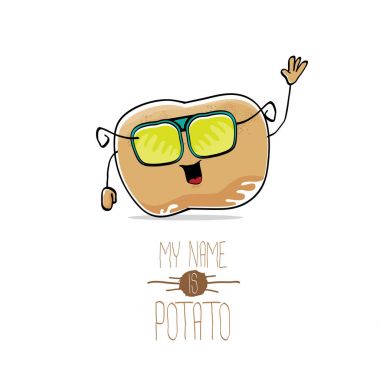 vektör komik karikatür şirin kahverengi patates